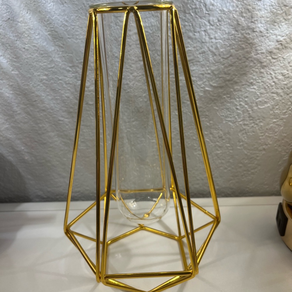 Gold Geometric Glass Vase